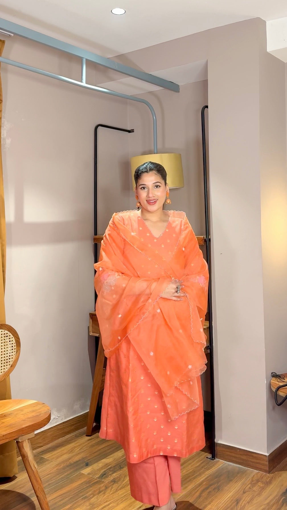 Butidaar Chanderi Coral Suit