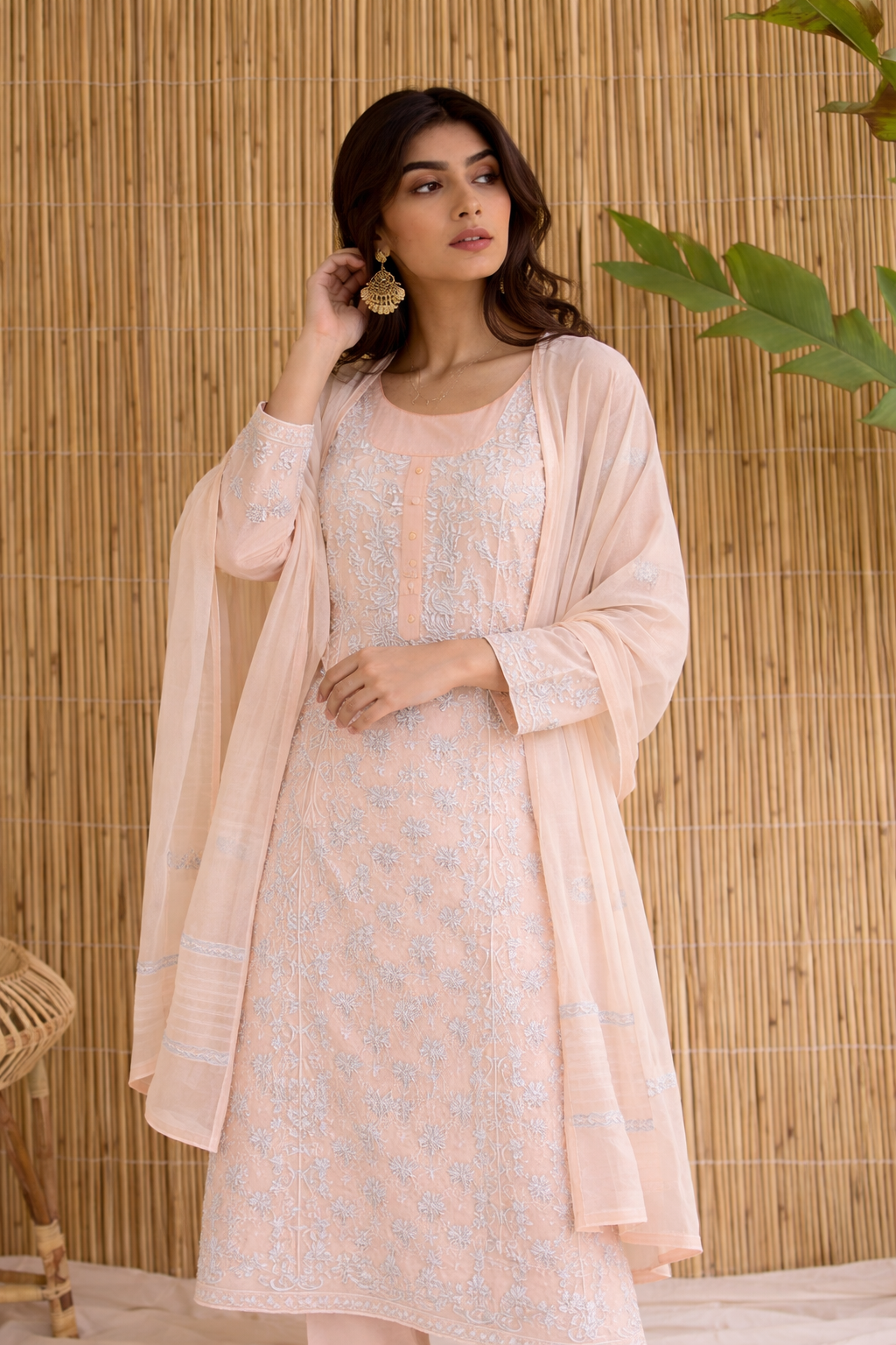 Chikankari Mul-Mul Kurta Set .
